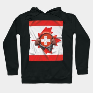 Switzerland Flag Canadian Flag Ripped - Gift for Swiss From Switzerland Hoodie